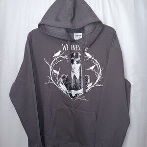 Wednesday Graphic Hoodie - Dark Gray Pullover Sweatshirt